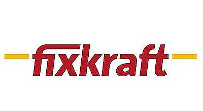 Fixkraft-Logo in roter Schrift auf weißem Hintergrund, umrahmt von zwei gelben Linien. Das Design ist schlicht und markant.