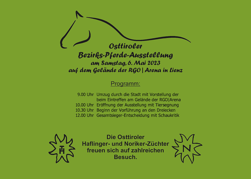 Bezirks-Pferde-Ausstellung vorläufige Ankündigung