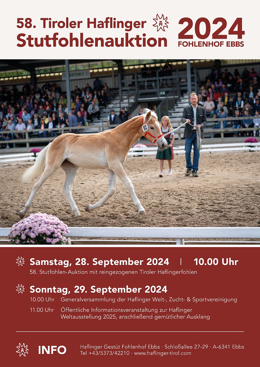 Stutfohlenauktion Plakat Fohlenhof Ebbs